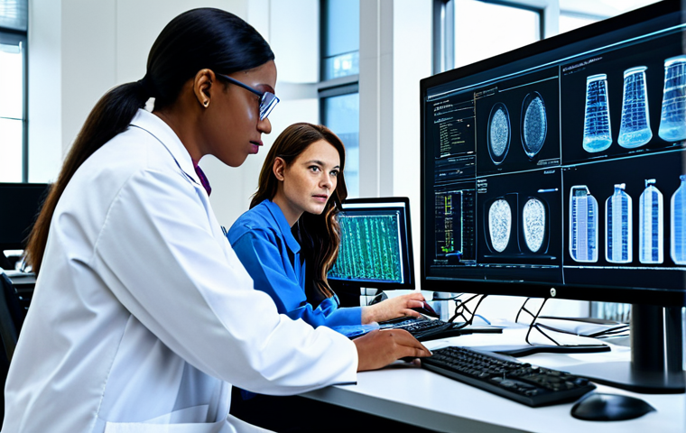 **
"A diverse group of scientists collaborating in a modern laboratory setting, analyzing genetic data on computer screens, fully clothed, appropriate attire, safe for work, perfect anatomy, natural proportions, professional environment, high quality, modest dress, family-friendly."
**