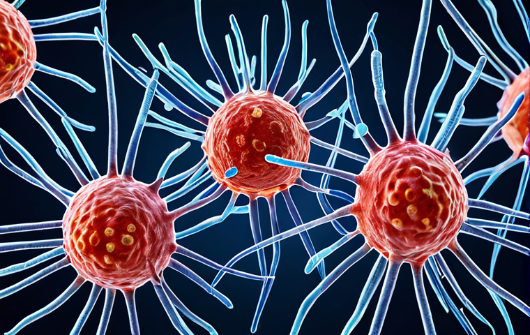 정밀 의학과 종양의 개인화된 치료 - Targeted Cancer Therapy**

"A microscopic view of a targeted therapy drug precisely attacking a canc...